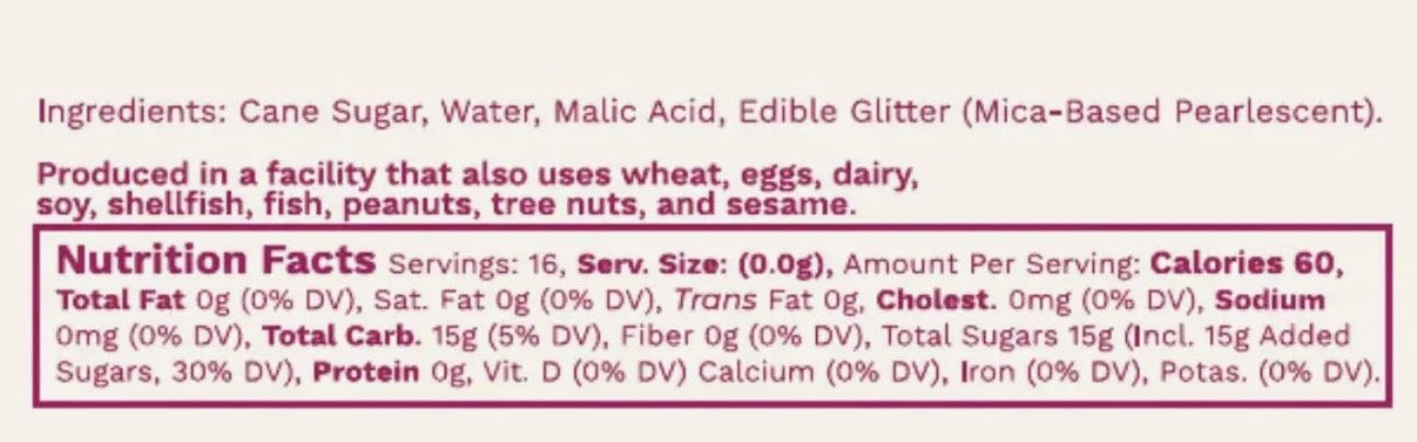 Glitter Simple Syrup, 16 fl oz with Edible Glitter