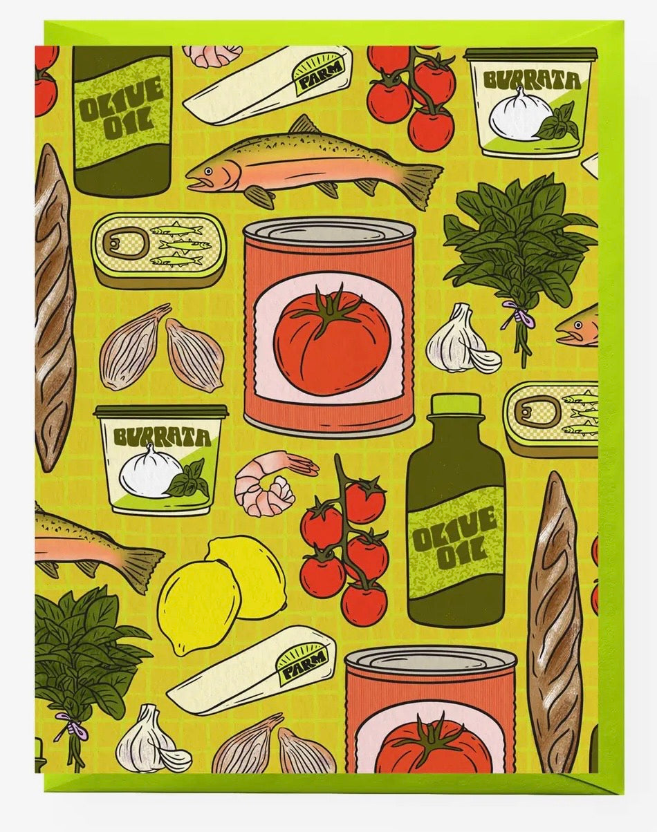 Sunday Dinner Patterned Greeting Card: Single card