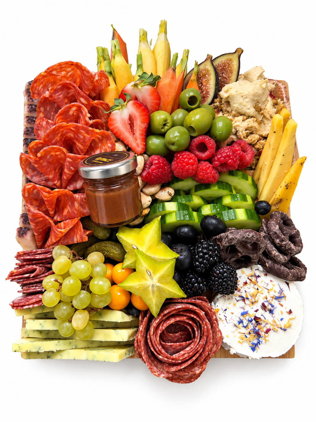 7 person charcuterie board with gourmet meats, cheeses, fruits and accompaniments in Tampa
