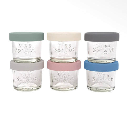 Glass  Food Storage Jars with Silicone Lids – Set of 6