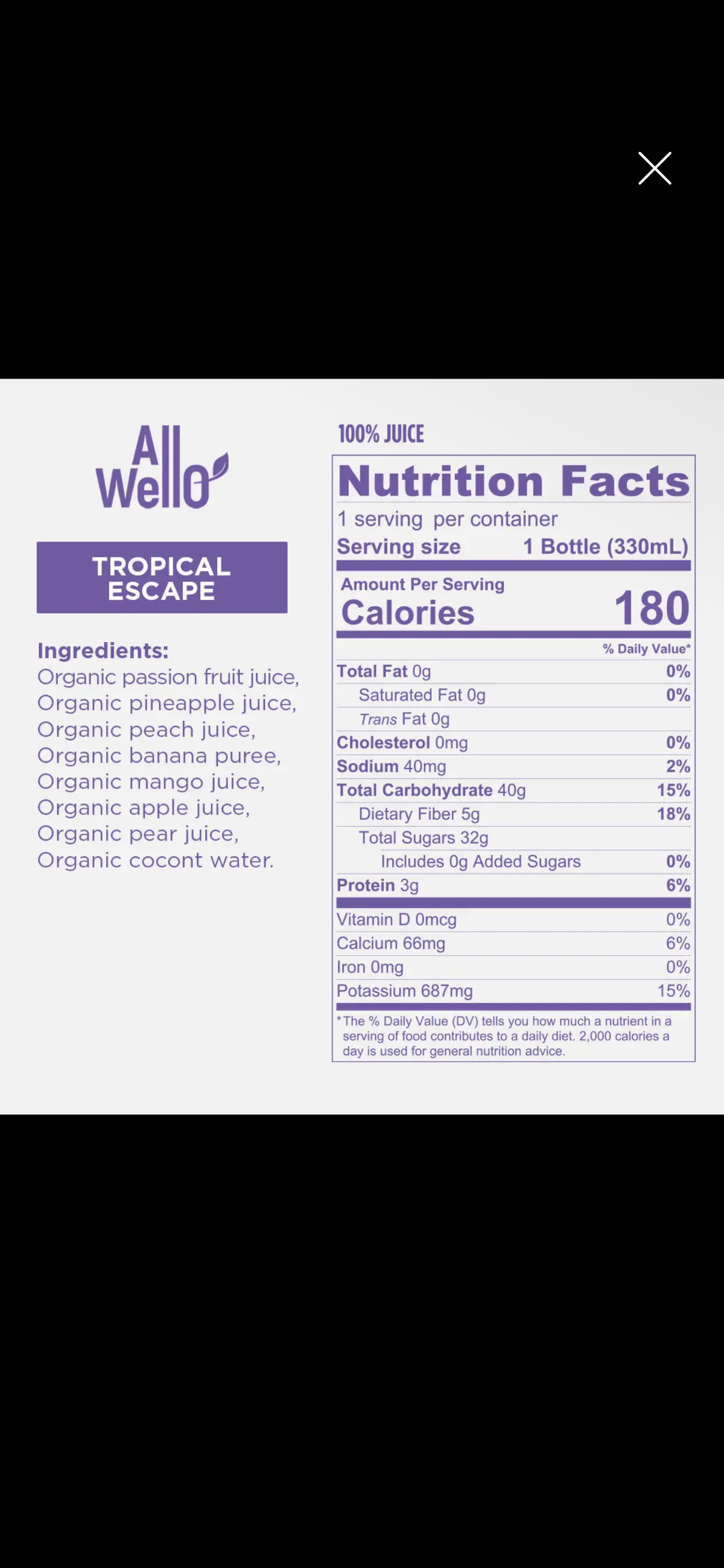 Organic Cold-Pressed Tropical Escape Juice