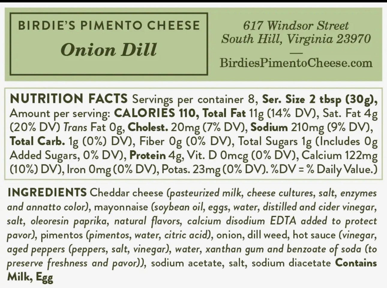 Onion Dill Birdies Pimento Cheese