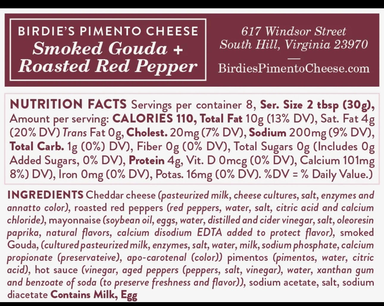 Birdie's Pimento Cheese Smoked Gouda+ Roasted Red Pepper