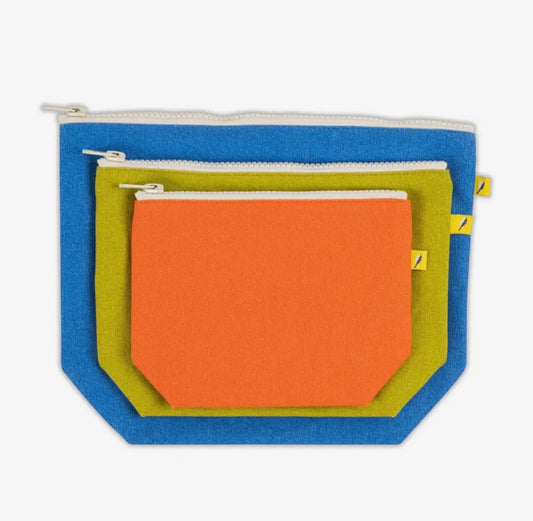 Zip Set of 3 - Solids Orange Citrus Cobalt