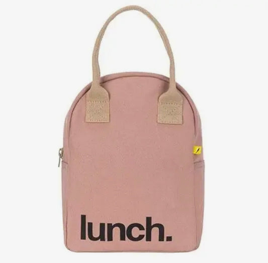 Zipper Lunch Bag - 'Lunch' Mauve / Pink