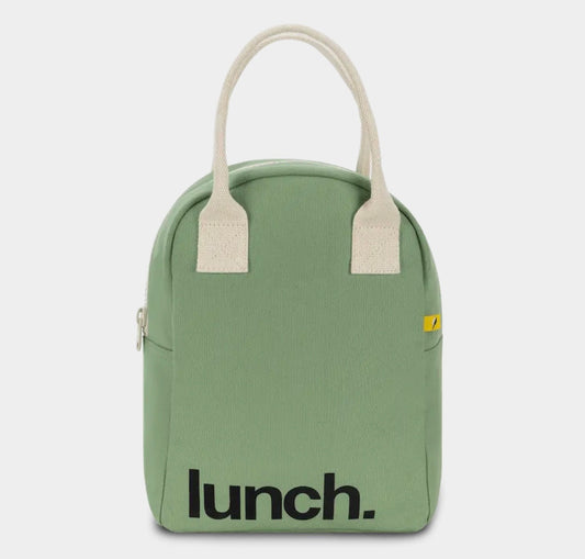 Zipper Lunch Bag - ‘Lunch’ Moss