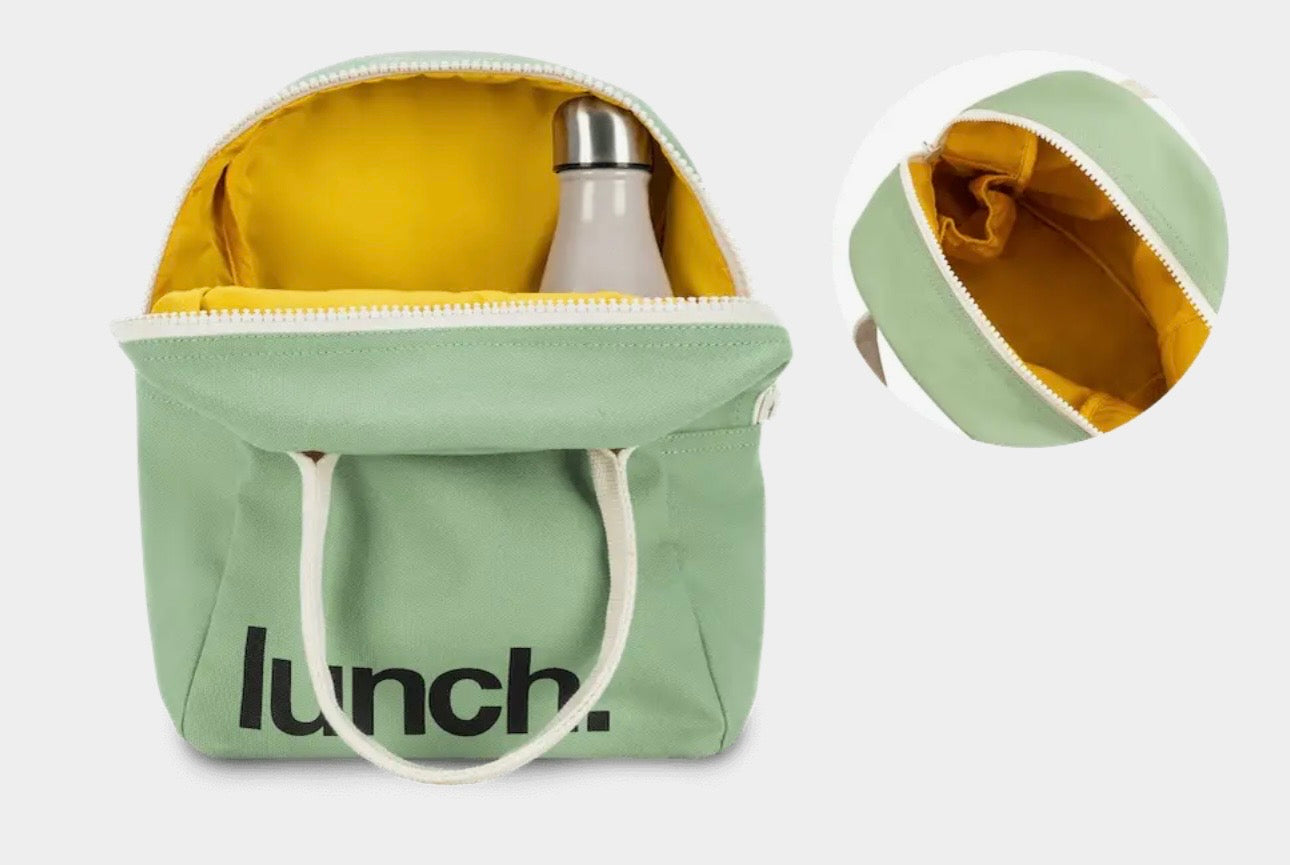 Zipper Lunch Bag - ‘Lunch’ Moss
