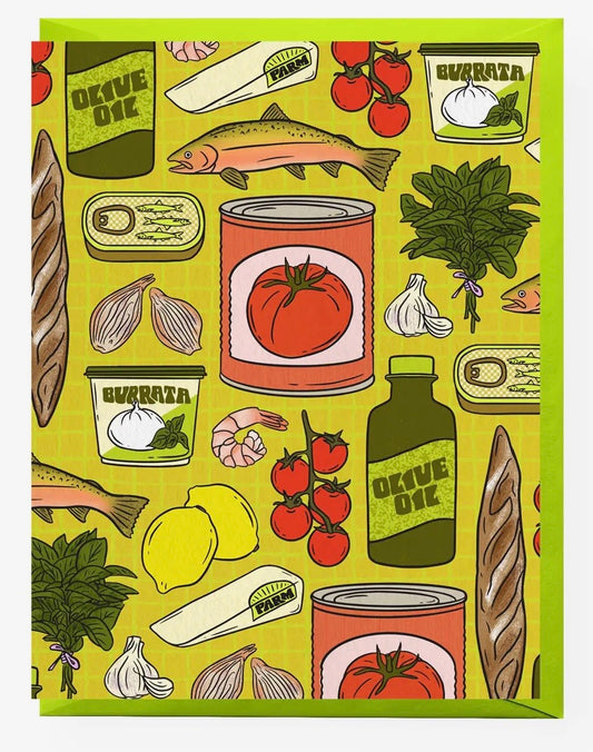 Sunday Dinner Patterned Greeting Card: Single card